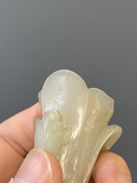 A Chinese white jade 'magnolia' carving, Qing
