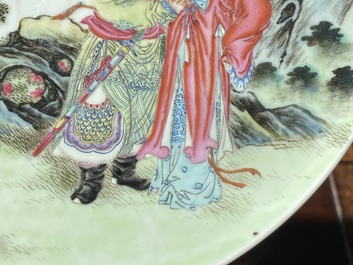 Three Chinese famille rose plates, signed Wang Xiliang 王锡良 and Zeng Fuqing 曾福慶, dated 1936