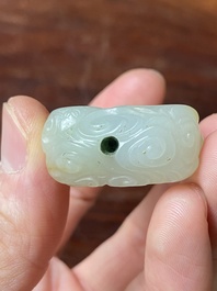 Trois sculptures d'animaux en jade blanc et c&eacute;ladon, Chine, Qing/R&eacute;publique