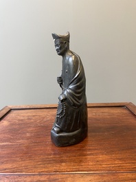 A Chinese monochrome black-glazed figure of Ji Gong, 18th C.
