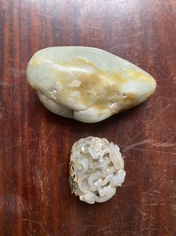 Two Chinese jade carvings, Qing