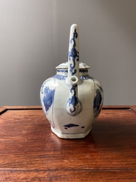 Een Chinese blauw-witte wijnkan met kylins, Transitie periode