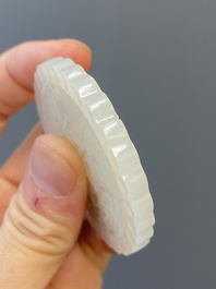 Two Chinese reticulated white jade plaques with bats, Qing