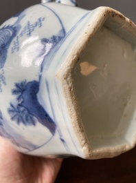 Een Chinese blauw-witte wijnkan met kylins, Transitie periode
