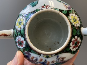 A Chinese famille rose teapot and cover on stand, Yongzheng