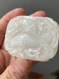 Deux plaques ajour&eacute;es et une plaque de sceptre ruyi en jade blanc, Chine, Qing