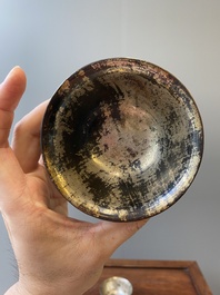 Two Chinese lac-burgaut&eacute; bowls with silvered interiors, Kangxi