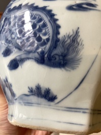 Een Chinese blauw-witte wijnkan met kylins, Transitie periode