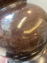 A large Chinese aubergine-glazed triple gourd vase, 18th C.