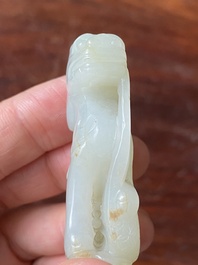 Trois sculptures d'animaux en jade blanc et c&eacute;ladon, Chine, Qing/R&eacute;publique