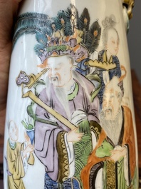 A Chinese famille verte 'hu' vase with immortals, 19th C.