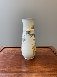 A Chinese famille verte 'hu' vase with immortals, 19th C.