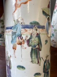 Three Chinese reticulated famille rose hat stands, 19th C