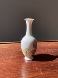 A Chinese famille rose vase with a man next to a leopard, Qianlong mark, Republic