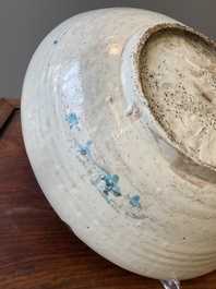 A deep Chinese  turquoise- and black-enamelled Swatow 'monastery' dish, Ming