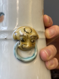 A Chinese famille verte 'hu' vase with immortals, 19th C.