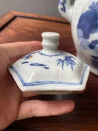 Een Chinese blauw-witte wijnkan met kylins, Transitie periode