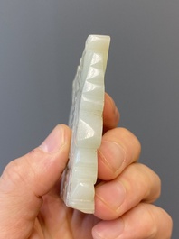 Two Chinese reticulated white jade plaques with bats, Qing