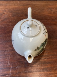 A Chinese qianjiang cai teapot and cover, signed Wang Xiaoting 汪小亭, dated 1950