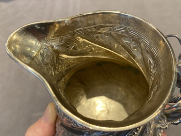 A Chinese four-piece silver tea set, Jiu Jiang Qing He Huan 九江 慶和 煥 mark, 19th C.