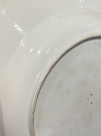 A pair of fine Chinese famille rose plates with a lady and two boys, Yongzheng