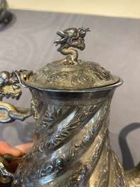 A Chinese four-piece silver tea set, Jiu Jiang Qing He Huan 九江 慶和 煥 mark, 19th C.