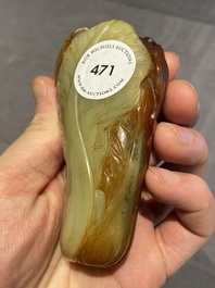 A small Chinese white and russet jade 'cabbage' vase, 19th C.