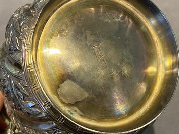 A Chinese four-piece silver tea set, Jiu Jiang Qing He Huan 九江 慶和 煥 mark, 19th C.