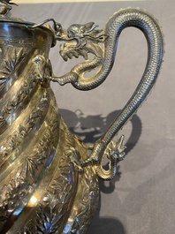 A Chinese four-piece silver tea set, Jiu Jiang Qing He Huan 九江 慶和 煥 mark, 19th C.