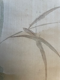 Yu Li 李钰( 1862-1922): Three scrolls with rocks and flowers, ink and colours on silk, dated 1906
