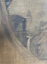 Volger van Zhu Derun 朱德潤 (1294-1365): 'Berglandschap', inkt op zijde, gedateerd 1364