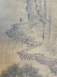 Zhou Chen 周臣 (1460-1535): 'Mountainous landscape', ink on silk