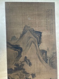 Volger van Zhu Derun 朱德潤 (1294-1365): 'Berglandschap', inkt op zijde, gedateerd 1364