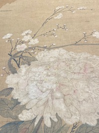 Chinese school: 'Two antiquities', ink and colours on silk, Qianlong seal mark, 19th C.