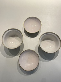 A pair of Chinese Canton enamel bowls and covers, Qianlong