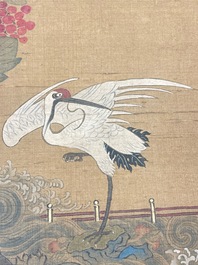 Chinese school: 'Two antiquities', ink and colours on silk, Qianlong seal mark, 19th C.