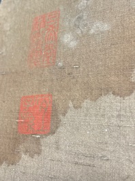 Chinese school: 'Two antiquities', ink and colours on silk, Qianlong seal mark, 19th C.