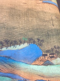 Ecole chinoise: 'Paysage montagneux', encre et couleurs sur soie, Qing
