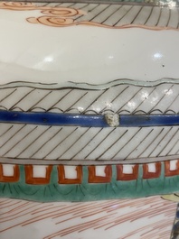 Un vase en porcelaine de Chine famille verte mont&eacute; en lampe, Kangxi