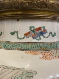 Un vase en porcelaine de Chine famille verte mont&eacute; en lampe, Kangxi