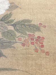 Chinese school: 'Two antiquities', ink and colours on silk, Qianlong seal mark, 19th C.
