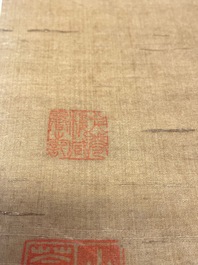 Chinese school: 'Two antiquities', ink and colours on silk, Qianlong seal mark, 19th C.