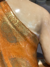 A Chinese famille rose figure of Buddha, Qianlong mark, 19/20th C.