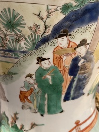 Un vase en porcelaine de Chine famille verte mont&eacute; en lampe, Kangxi