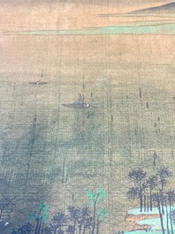 Ecole chinoise: 'Paysage montagneux', encre et couleurs sur soie, Qing
