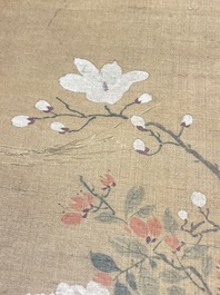 Chinese school: 'Two antiquities', ink and colours on silk, Qianlong seal mark, 19th C.