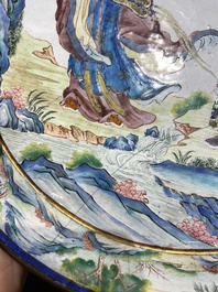 A fine Chinese Canton enamel dish, Qianlong/Jiaqing