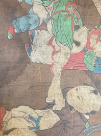 Chinese school, after Su Hanchen (1094-1172): 'The knickknack peddler', ink and colours on silk, 18th C.