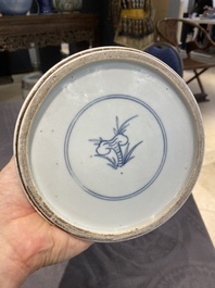 A Chinese blue and white 'gu' vase with figurative design, probably Kangxi
