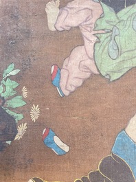 Chinese school, after Su Hanchen (1094-1172): 'The knickknack peddler', ink and colours on silk, 18th C.